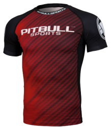 Pit Bull Rashguard Kurzarm-Shortsleeve Raster Rot