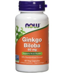 Now Foods Ginkgo Biloba Extrakt 60 Mg 60 pflanzliche Zellulosekapseln