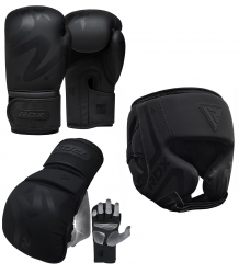 RDX MMA Kit Noir Boxhandschuhe MMA Sparring Helm