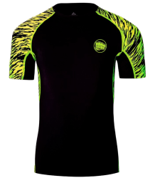 WarHouse Rashguard kleines Logo Neon Kurzarm schwarz