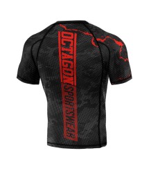 Octagon Rashguard Marble Camo Schwarz/Rot