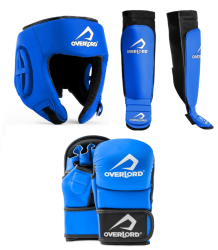 Overlord MMA Kit Helm Pads Protektoren MMA Handschuhe Tournament Blau